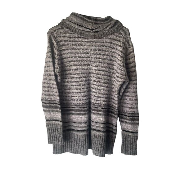 United States Sweaters Women's Size XL Cowl Neck Striped Gray Knit Cozy Sweater - Picture 4 of 7